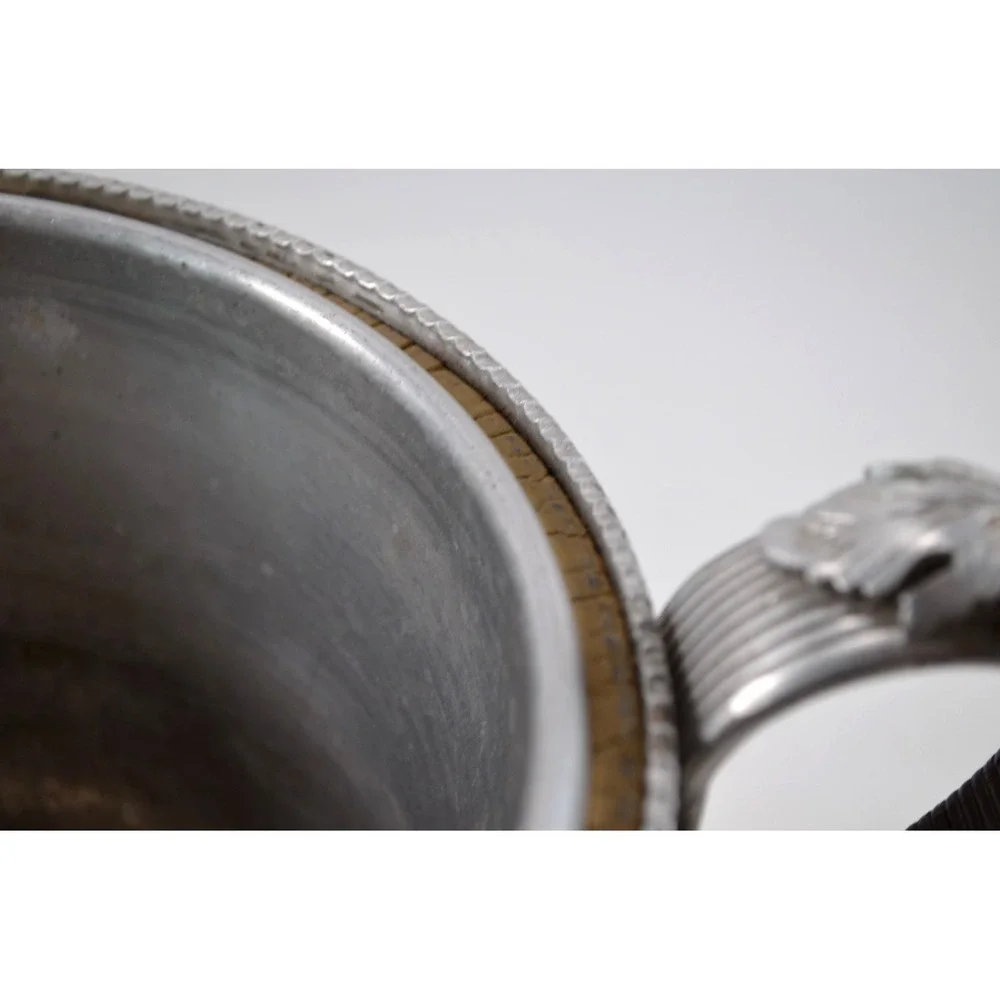 Vtg Continental Silverlook Hand Wrought Hammered Ice Bucket Tongs Decorative Lid
